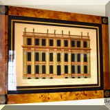 A12. Architectural print with burlwood frame. 